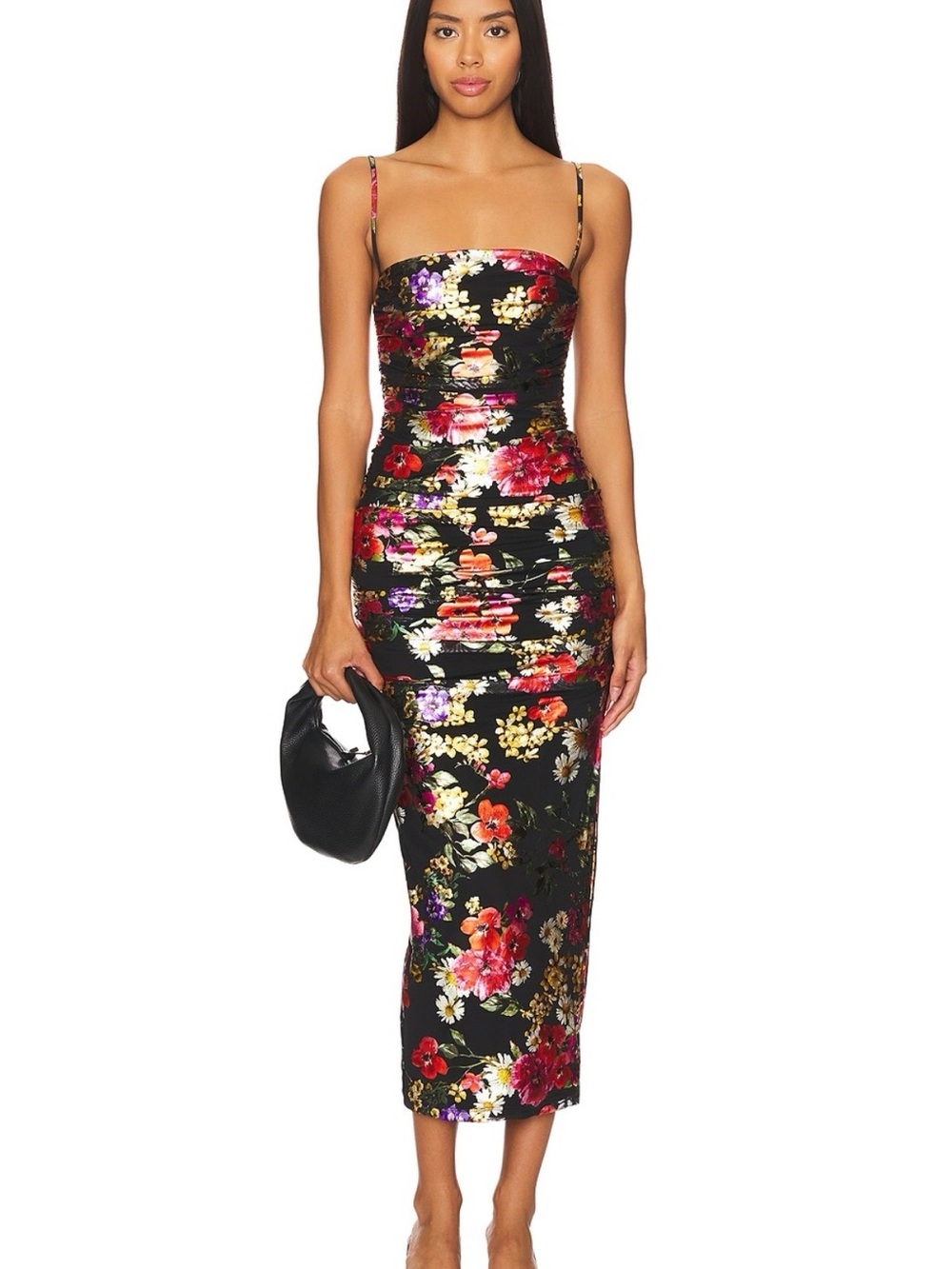 Revolve Electric Midi Dress in Black + Floral